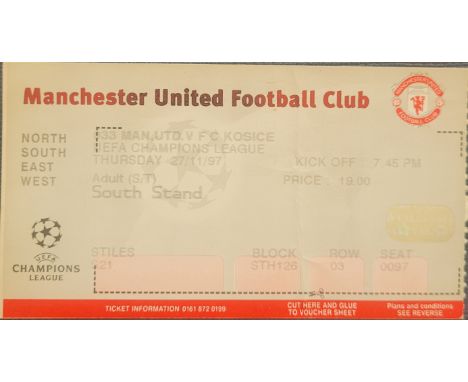 1997-98 MANCHESTER UNITED V FC KOSICE CHAMPIONS LEAGUE TICKET
Slight fold
Ref MS