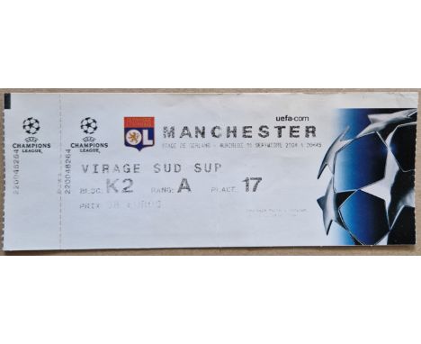 2004-05 OLYMPIQUE LYON V MANCHESTER UNITED CHAMPIONS LEAGUE TICKET
Slight fold
Ref JA