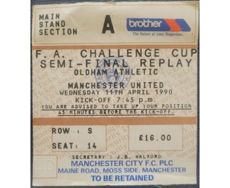 1990 FA CUP SEMI-FINAL REPLAY OLDHAM ATHLETIC V MANCHESTER UNITED TICKET
Ref MS