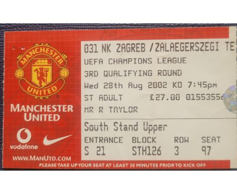 2002-03 MANCHESTER UNITED V NK ZAGREB CHAMPIONS LEAGUE TICKET
Staple holes
Ref MS