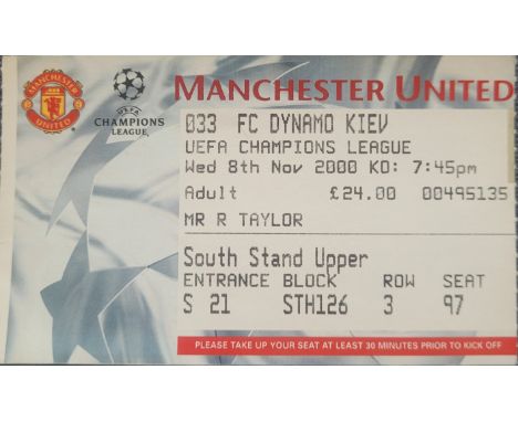 2000-01 MANCHESTER UNITED V FC DYNAMO KIEV CHAMPIONS LEAGUE TICKET
Ref MS