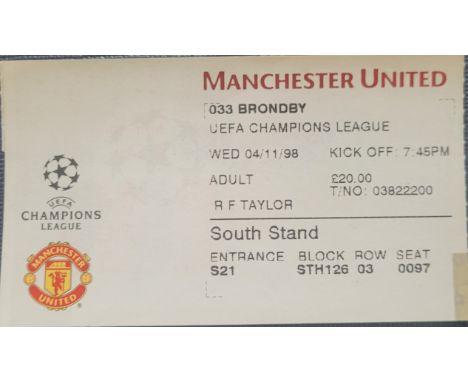 1998-99 MANCHESTER UNITED V BRONDBY CHAMPIONS LEAGUE TICKET - TREBLE WINNING SEASON
Ref MS