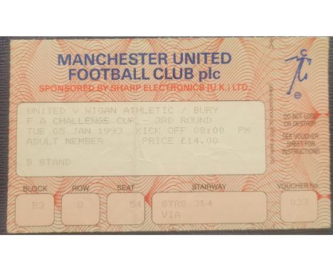 1992-93 MANCHESTER UNITED V BURY FA CUP TICKET
Slight fold
Ref MS