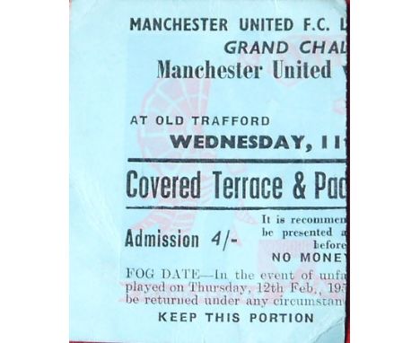 1959 MANCHESTER UNITED V AUSTRIA WIENER SPORTS TICKET
Challenge match 11th Febuary 1959&nbsp;
Ref W23