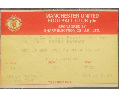 1990-91 MANCHESTER UNITED V PECSI MUNKAS ECWC TICKET
Ref MS
