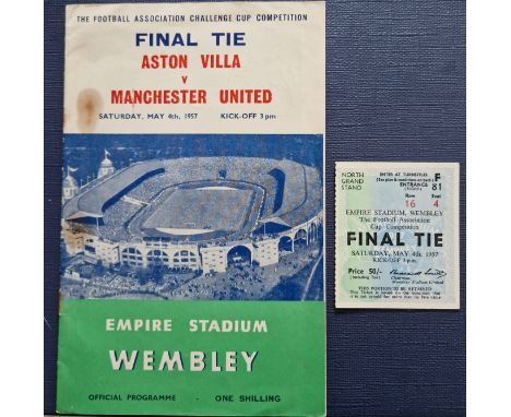 1957 FA CUP FINAL ASTON VILLA V MANCHESTER UNITED PROGRAMME &amp; TICKET ( ONCE THE PROPERTY OF STAN LYNN )
This was purchase