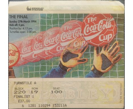 1994 LEAGUE CUP FINAL ASTON VILLA V MANCHESTER UNITED TICKET
Slight fold
Ref MS