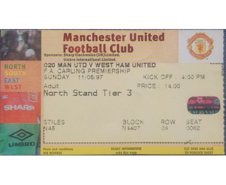 1996-97 MANCHESTER UNITED V WEST HAM TICKET - ERIC CANTONA LAST GAME FOR UNITED
Ref DT