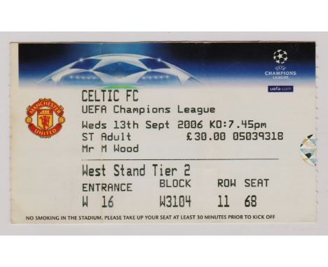 2006/07 CHAMPIONS LEAGUE MANCHESTER UNITED V CELTIC TICKET&nbsp;
Creased. Ref. T.