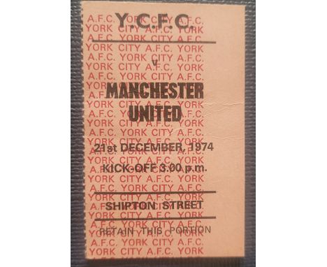1974-75 YORK CITY V MANCHESTER UNITED TICKET
Scare away ticket from Manchester United season in Division 2, against York City
