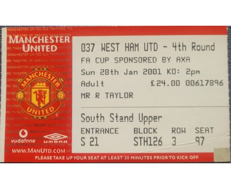 2000-01 MANCHESTER UNITED V WEST HAM FA CUP TICKET
Slight fold
Ref MS