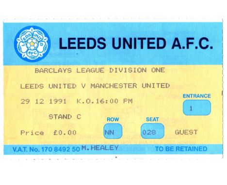 1991/92 LEEDS UNITED V MANCHESTER UNITED TICKET
Ref. T.