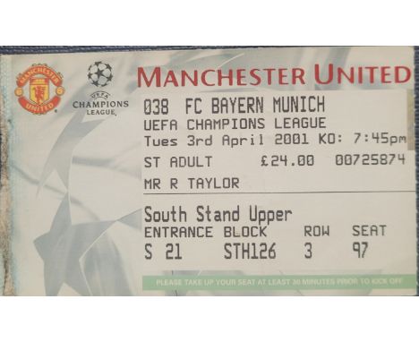 2000-01 MANCHESTER UNITED V BAYERN MUNICH CHAMPIONS LEAGUE TICKET
Slight fold
Ref MS