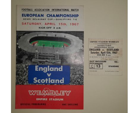 1967 ENGLAND V SCOTLAND PROGRAMME &amp; TICKET
England v Scotland 1967 Henri Delaunay Cup (qualifying tie) programme and tick