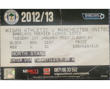 2012-13 WIGAN ATHLETIC V MANCHESTER UNITED TICKET - ALEX FERGUSON LAST SEASON
Folds
Ref MS
