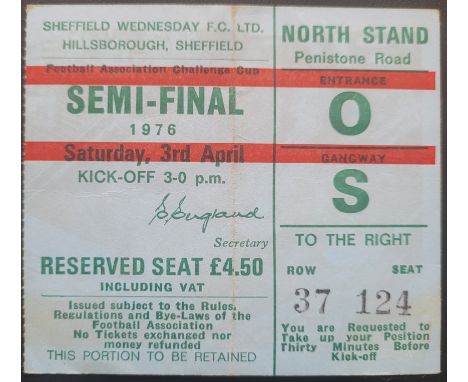 1975-76 FA CUP SEMI-FINAL DERBY COUNTY V MANCHESTER UNITED TICKET
Fold
Ref SM