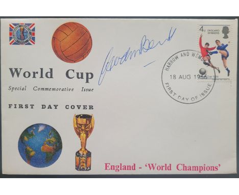 1966 WORLD CUP FIRST SAY COVER SIGNED BY GORDON BANKS
Franked Harrow &amp; Wembley
Ref BF