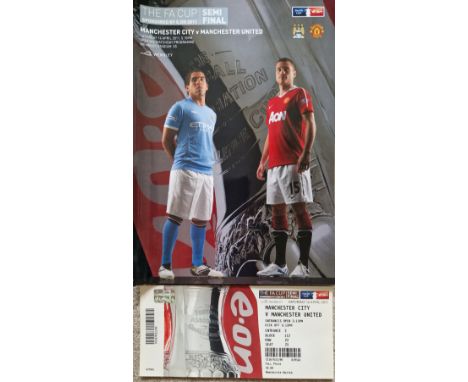 2011 FA CUP SEMI FINAL MANCHESTER CITY V MANCHESTER UNITED PROGRAMME &amp; TICKET
Both good condition
Ref SL