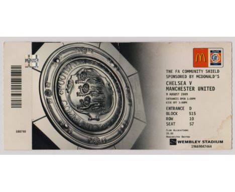 2009/10 COMMUNITY SHIELD CHELSEA V MANCHESTER UNITED TICKET&nbsp;
Slight crease and small light stain. Ref. T.