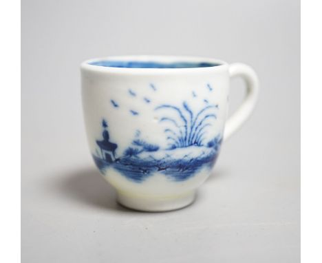A Caughley 'The Island pattern' blue and white miniature cup, c.1780, 3.4cm. Provenance - Mona Sattin collection of miniature