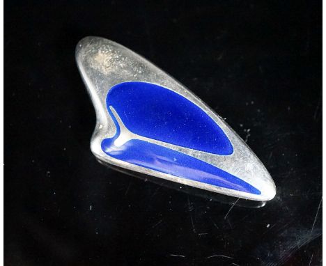 A Henning Koppel for Georg Jensen sterling and blue enamel amorphic brooch, no. 314, 69mm.