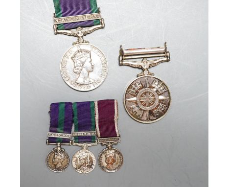 Various QEII medals to include GSM with Northern Ireland clasp to D8008248 SAC R. GILBERT RAF, Afghanistan OSM To 24795570 SG