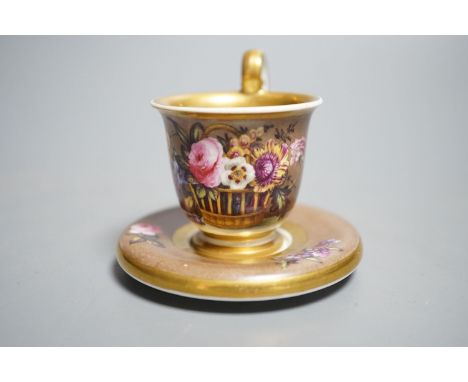 A Spode miniature teacup and saucer, c.1820. Provenance - Mona Sattin collection of miniature cups and saucers, collection no