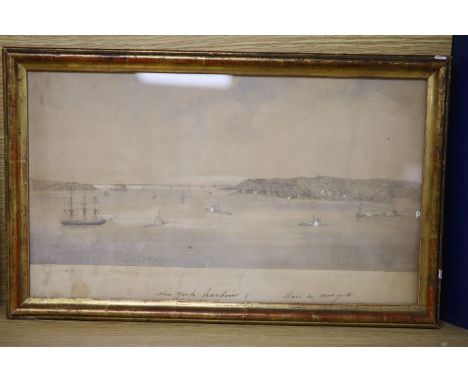 O.C.Williams (19th C.), lithograph, View of New York harbour, 25 x 43 cm.