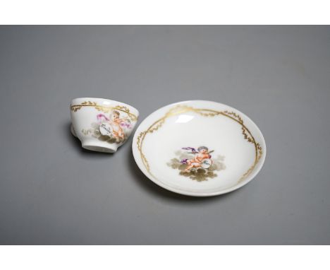 A rare Copenhagen miniature cup and saucer, c.1800. Provenance - Mona Sattin collection of miniature cups and saucers, collec