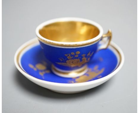 H &amp; R Daniel miniature teacup and saucer, c.1825. Provenance - Mona Sattin collection of miniature cups and saucers, coll