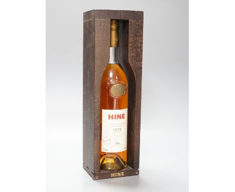 One cased bottle of Hine 1975 cognac