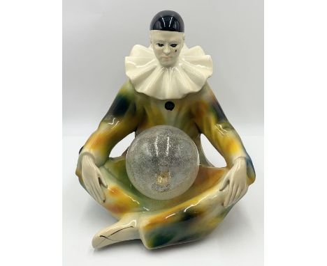 An Art Deco Pierrot clown figure lamp - height 41cm