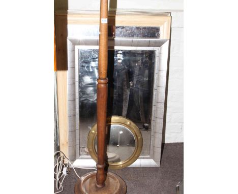 Four various framed wall mirrors and standard lamp.