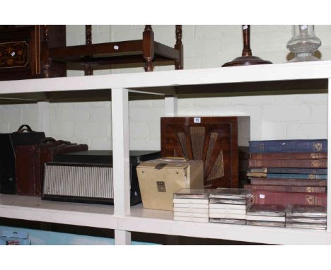 Vintage Bush record player, 78 and single records, walnut speaker, twin track mono tapes including Beatles, typewriter and tw