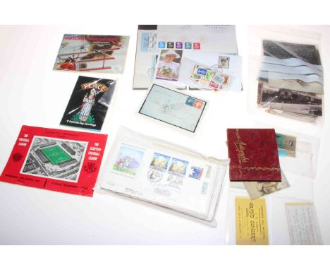 Collection of postcards, c1960's autograph album, First Day Covers (New Zealand/USA/ Monaco/Norway/Cyprus), GPO luggage label