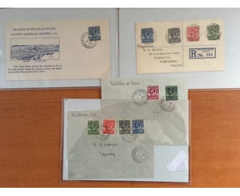 FALKLAND ISLANDS: 1929-37 WHALE AND PENGUIN ISSUE COVERS COMPRISING 2 SP 29 PAIR OF FIRST DAY COVERS WITH SET TO 1/- (FEW TON