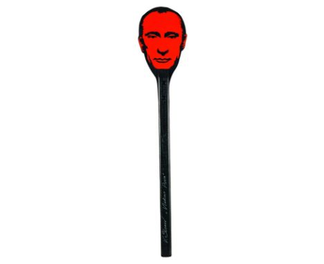 Vasily Slonov  Vladimir Putin Fly Flap 2014 Wood, rubber, print. H = 54 cm Signed and titled by the artist 