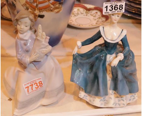 Royal Doulton Janine HN 2461 and a Nao girl carrying bread. Not available for in-house P&amp;P, contact Paul O'Hea at Mailbox