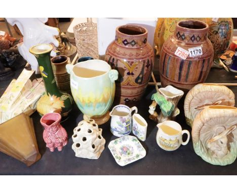 Collection of ceramic vases to include two large decorative examples. Not available for in-house P&amp;P, contact Paul O'Hea 
