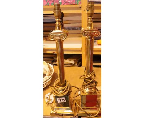 Two modern brass columnar lamps. Not available for in-house P&amp;P, contact Paul O'Hea at Mailboxes on 01925 659133 Conditio
