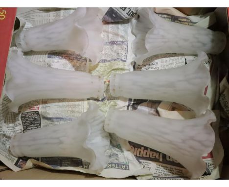 Box of decorative glass lamp shades. Not available for in-house P&amp;P, contact Paul O'Hea at Mailboxes on 01925 659133 