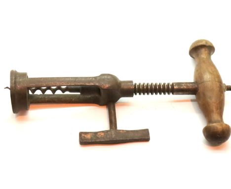 Vintage metal and wood handled corkscrew. Not available for in-house P&amp;P, contact Paul O'Hea at Mailboxes on 01925 659133