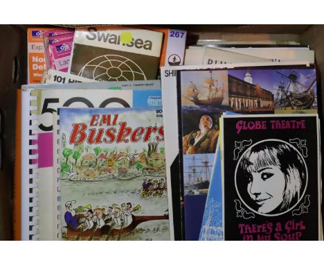 Box of mixed items cinlduing Theatre and Music programmes, books, Ordnance Survey Maps etc. Not available for in-house P&amp;
