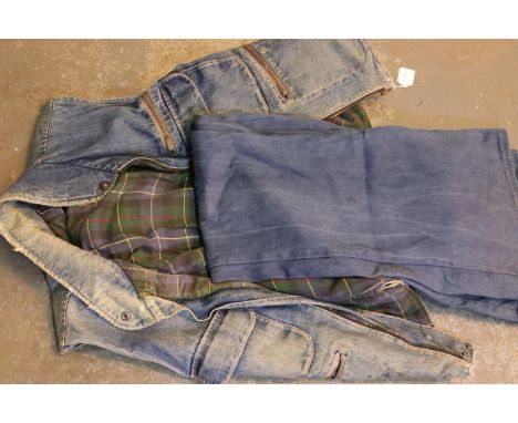 Vintage denim sleeveless jacket by BM Club and pair of jeans both size M. P&amp;P Group 2 (£18+VAT for the first lot and £3+V