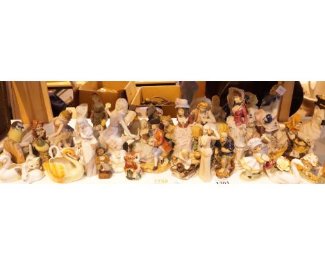 Shelf of mixed ceramic figures. Not available for in-house P&amp;P, contact Paul O'Hea at Mailboxes on 01925 659133 