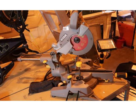 Titan 210mm sliding mitre saw TTB236MSW, with Freud Pro blade.  Working at time of lotting. Not available for in house P&amp;