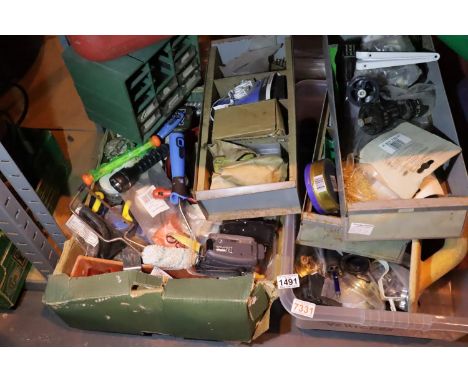 Two boxes of mixed tools, fixings and a video camera. Not available for in-house P&amp;P, contact Paul O'Hea at Mailboxes on 