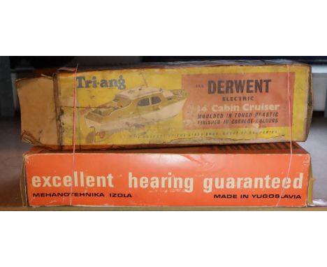 Vintage Triang Derwent cabin cruiser and boxed toy telephones. Not available for in-house P&amp;P, contact Paul O'Hea at Mail