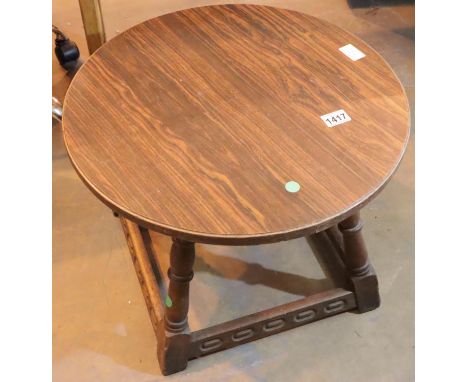 Small circular oak table. Not available for in-house P&amp;P, contact Paul O'Hea at Mailboxes on 01925 659133 