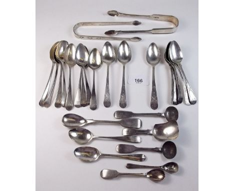 Nineteen various Georgian silver teaspoons and a fork - 120g